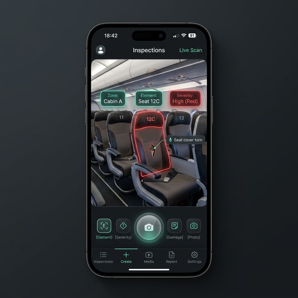 Aviation Cabin Inspections dashboard or mobile flow visualization